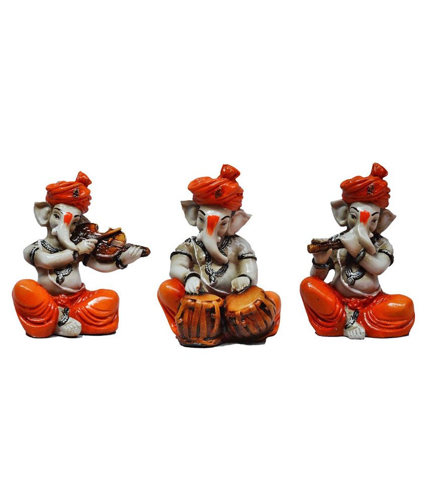     			Ecraftindia Ganesha Playing Violin, Tabla And Flute (set Of 3)