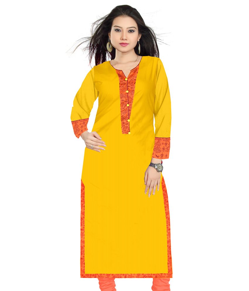yellow plain kurti combination