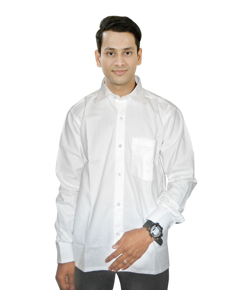 Vijay Tex White Cotton Fabrics Full Shirt - Buy Vijay Tex White Cotton ...