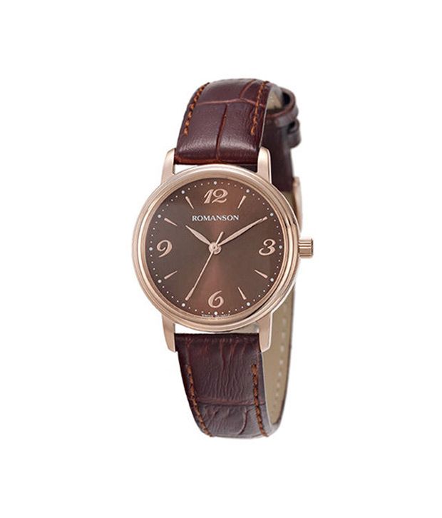 Romanson Swiss Quartz Women Brown Dial Leather Strap Round shape Price ...