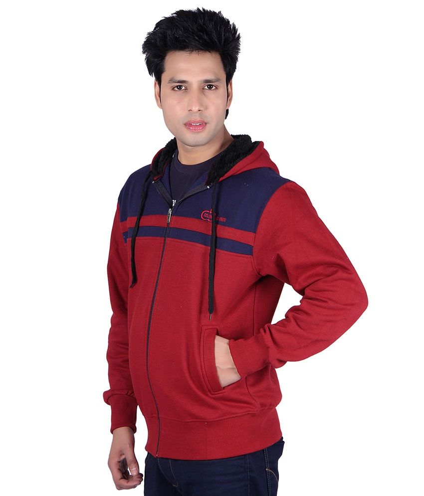 Colors & Blends Maroon Cotton Blend Hooded Mens Sweatshirt - Buy Colors ...