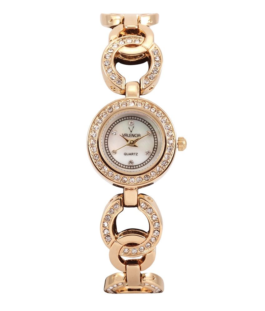 Valencia Analog Mother Of Pearl Dial Womens Watch Val 032 Gld Price