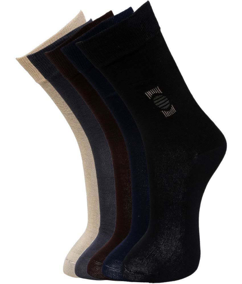 Marc Men's Cotton Spandex Crew Length Socks - 5 Pair Pack: Buy Online ...