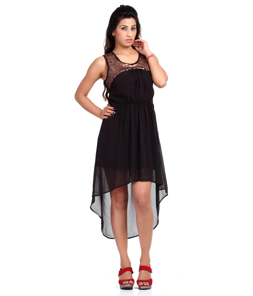 Queens Black Viscose Partywear Knee Length Women Short Dress Buy Queens Black Viscose Partywear Knee Length Women Short Dress Online At Best Prices In India On Snapdeal