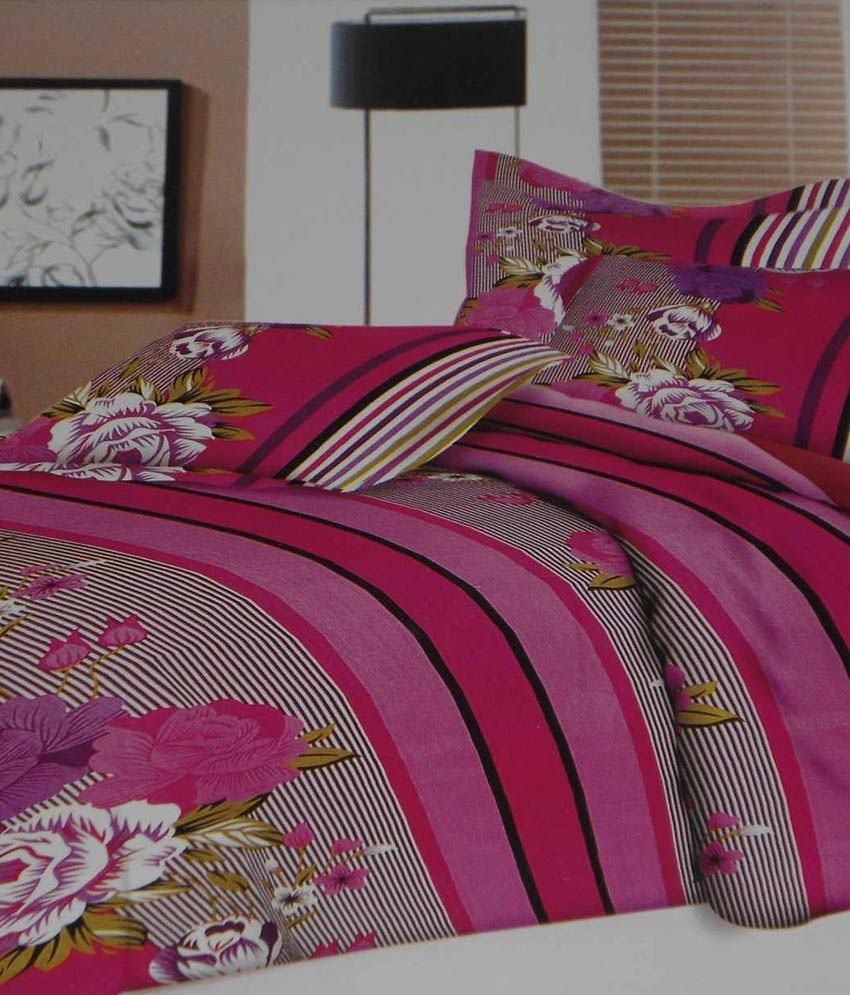 Lotus Pinkcolor Double Bedsheet With 2 Pillow Cover Buy Lotus