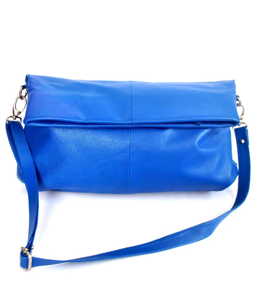 Modish Biker Slouch Leather Large Sling Bag(blue) Buy Modish Biker