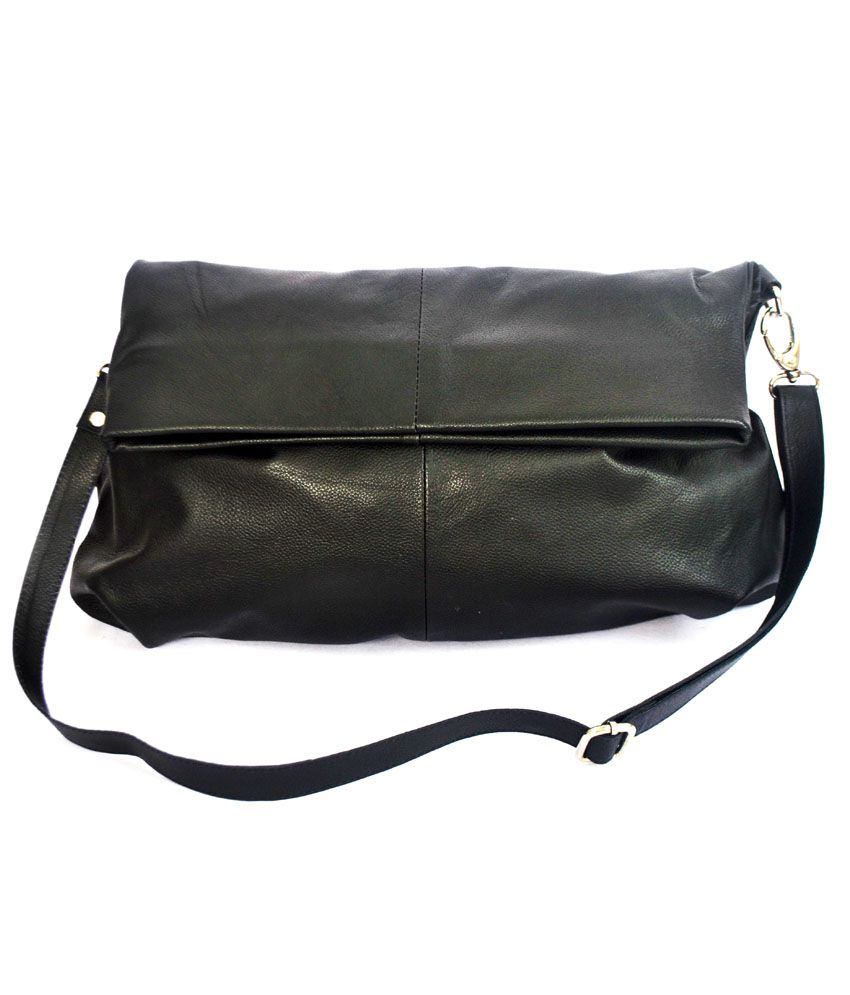Modish Biker Slouch Leather Large Sling Bag(black) - Buy Modish Biker ...