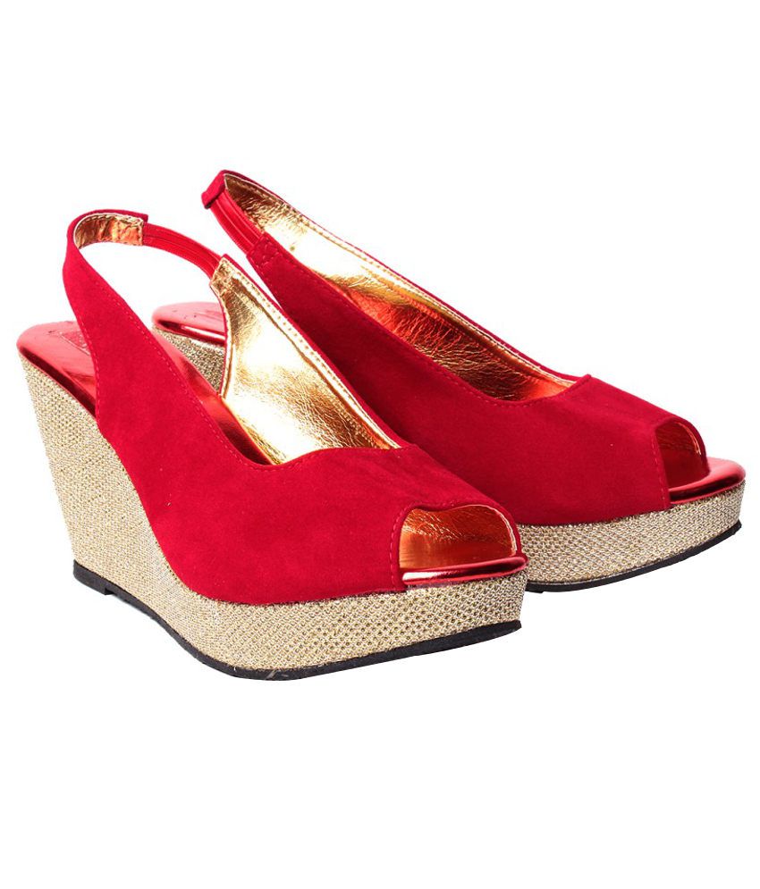 Highstreet Red Wedges Sandals Price in India- Buy Highstreet Red Wedges ...