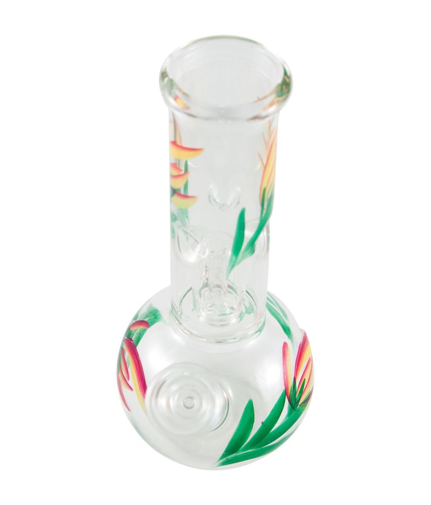 India Bongs Clean Bubble Hand Painted Single Percolator Ice Glass Bong