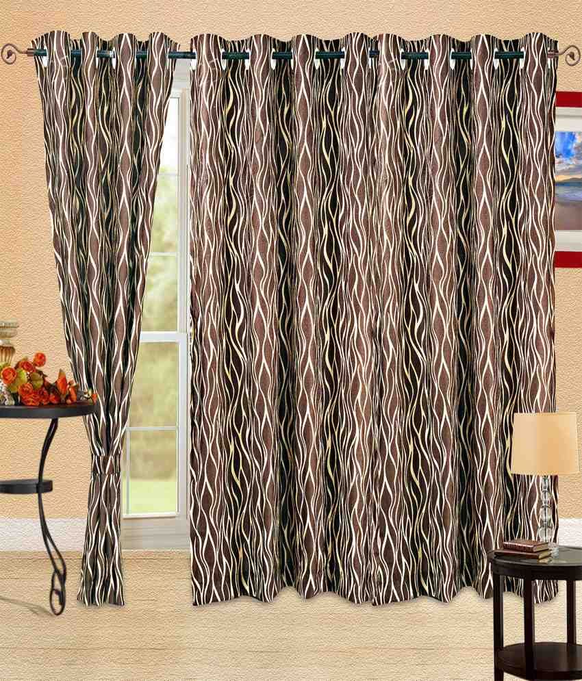 Cortina Set of 2 Long Door Eyelet Curtains Contemporary Brown - Buy ...