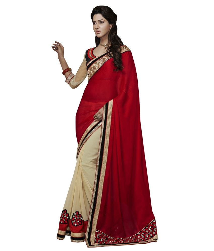 red chiffon sarees online