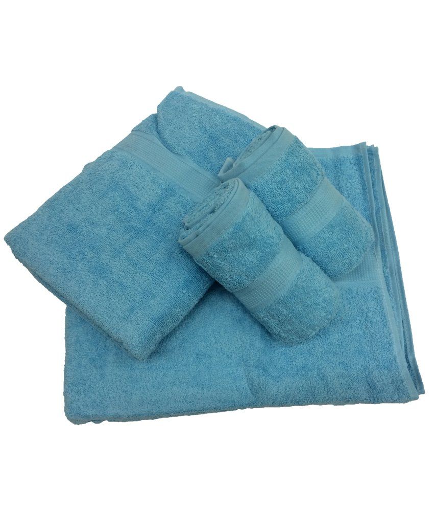 Bombay Dyeing Set of 4 Cotton Towels Blue Buy Bombay Dyeing Set of