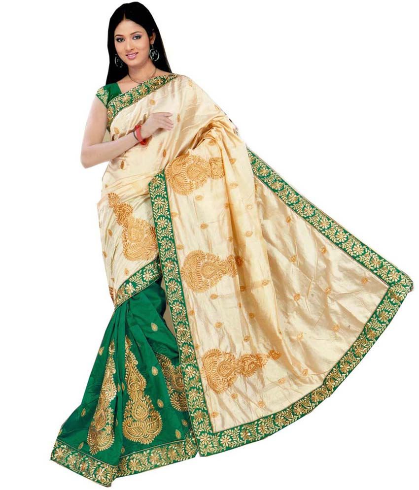 Parichay Green Silk Kashmiri Work Saree Buy Parichay Green Silk