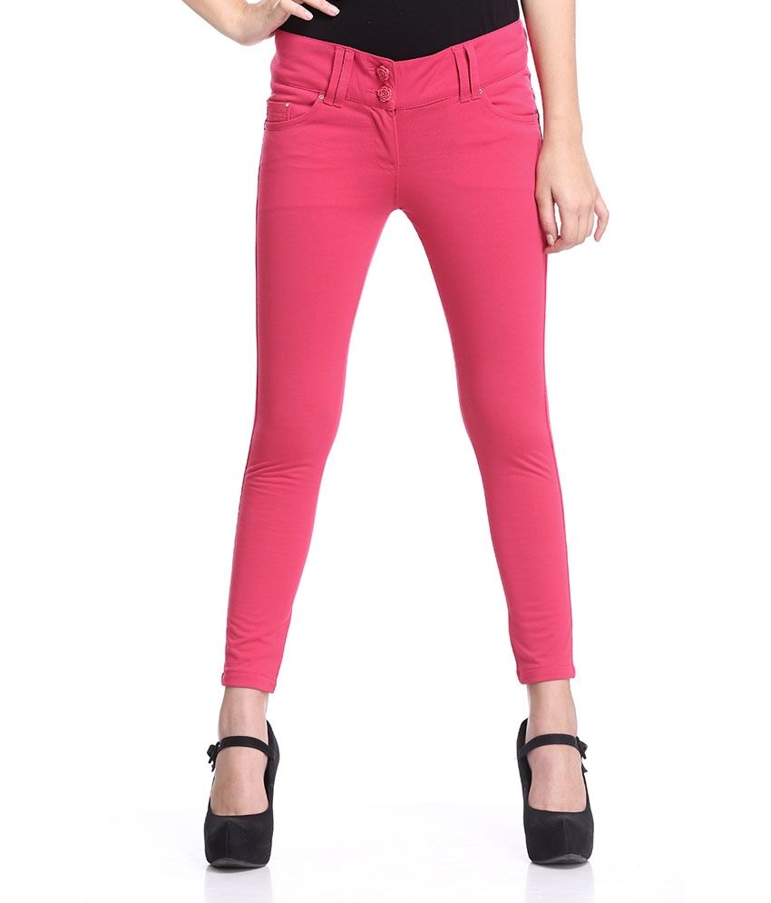 pink denim capris