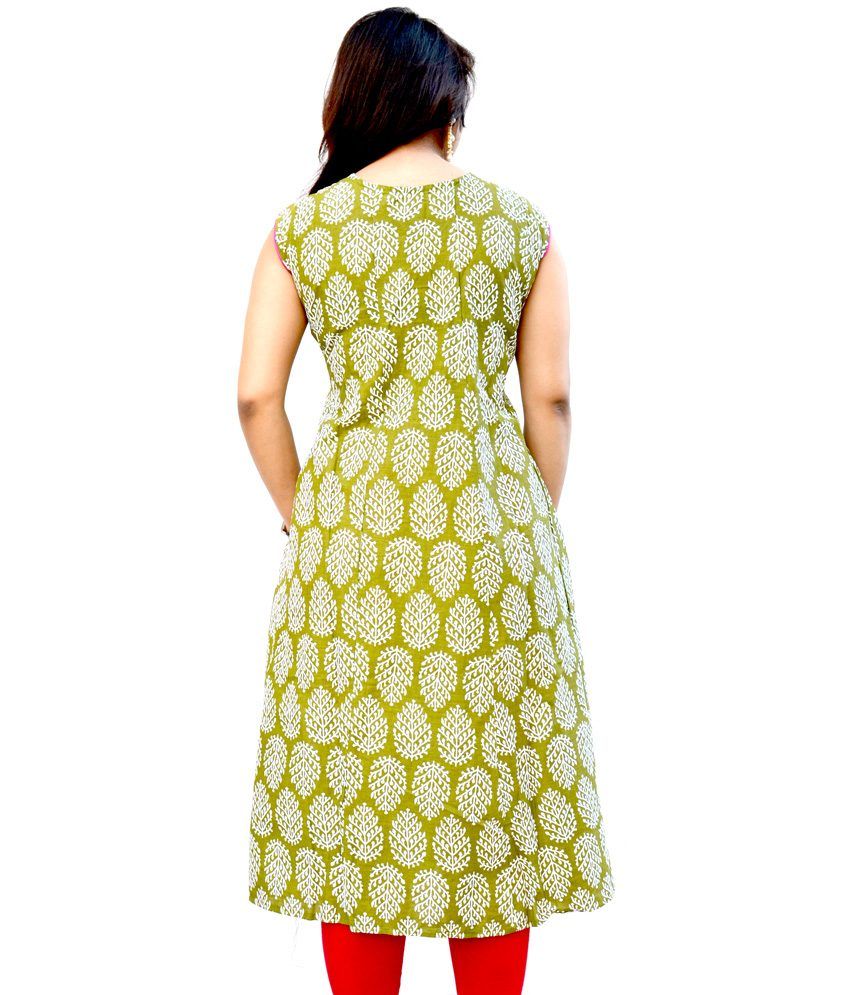 green frock style kurti
