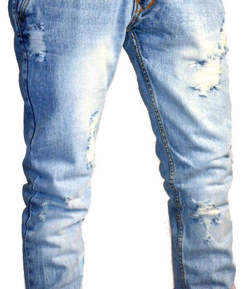 Topper Light Blue Slim Fit Washed Rugged Jeans - Buy Topper Light Blue ...