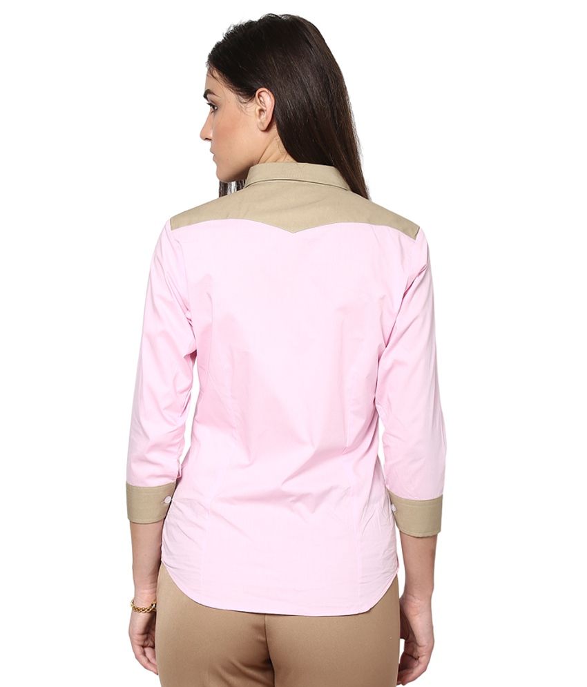 pink cotton shirt ladies