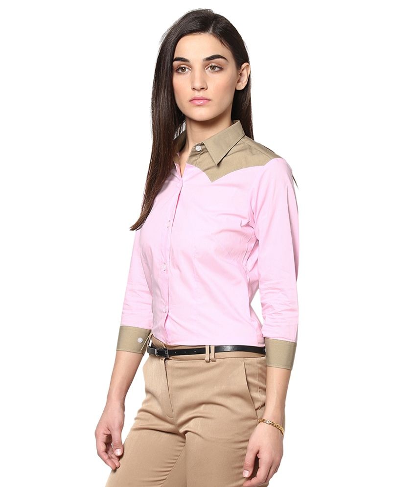 pink cotton shirt ladies