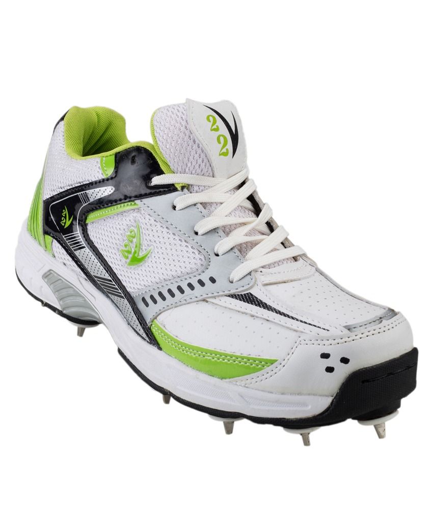 V22 Full Spikes Cricket Shoes Green/White Size 9 Buy V22 Full Spikes Cricket Shoes Green