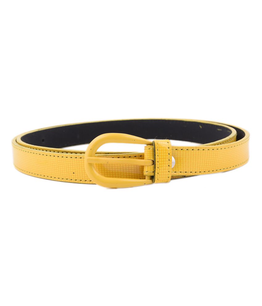 Buckleup Yellow Non Leather Single Pin Buckle Casual Belt For Women ...