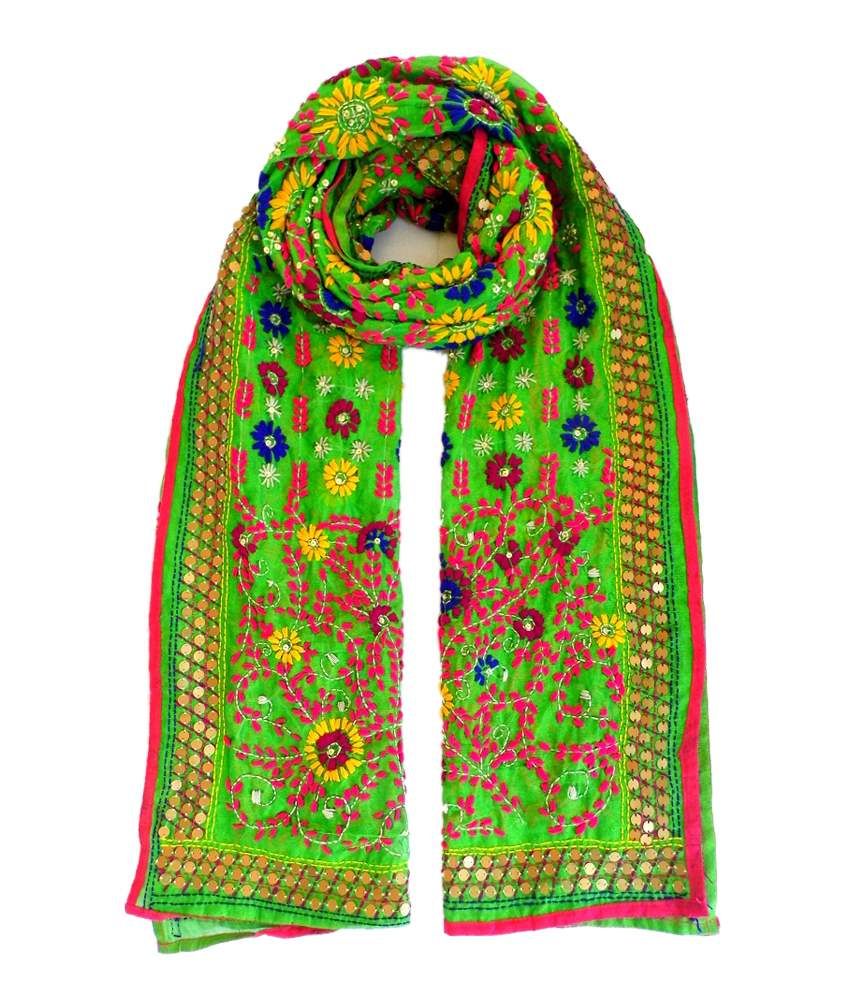 green phulkari dupatta online