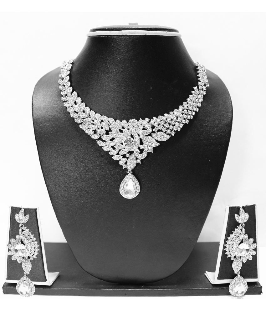Zaveri Pearls Silver Alloy Contemporary Necklace Set - Buy ...