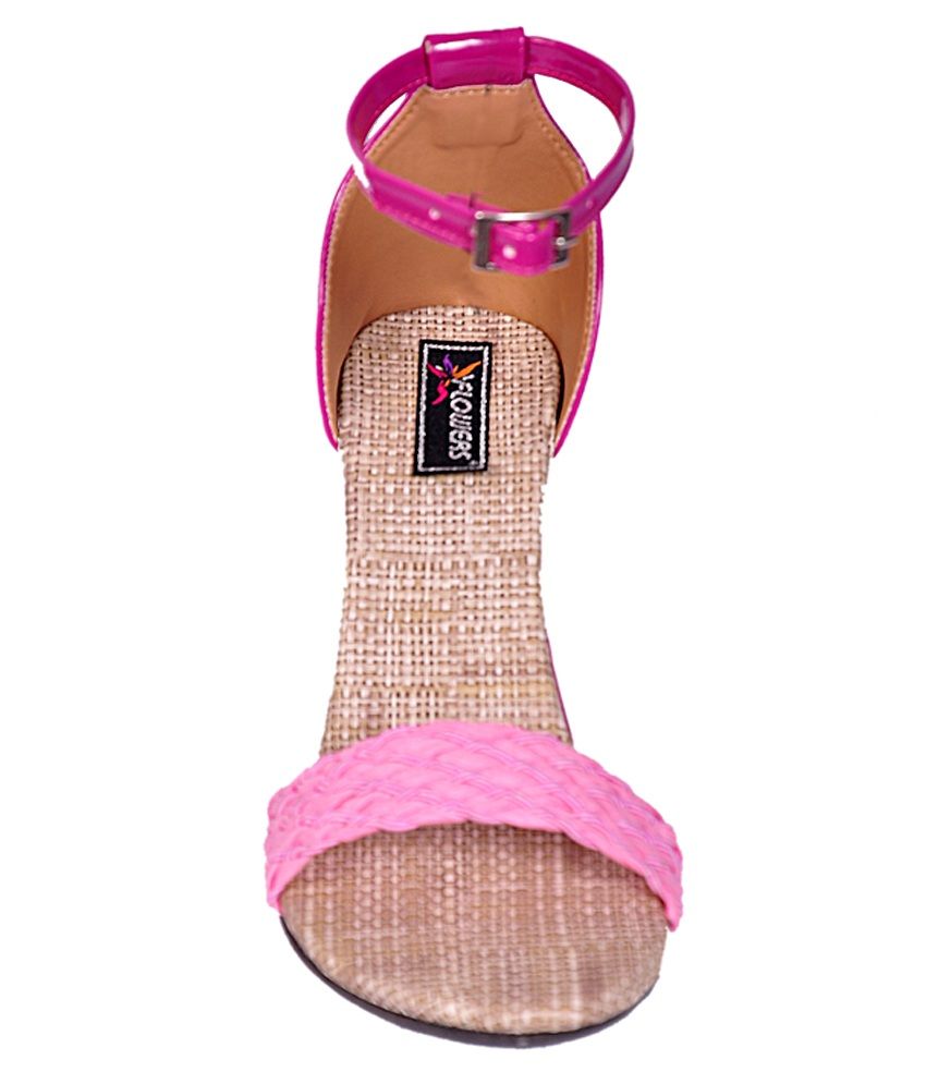Flowers Pink Wedge Heel Sandal Price in India- Buy Flowers Pink Wedge Heel Sandal Online at Snapdeal