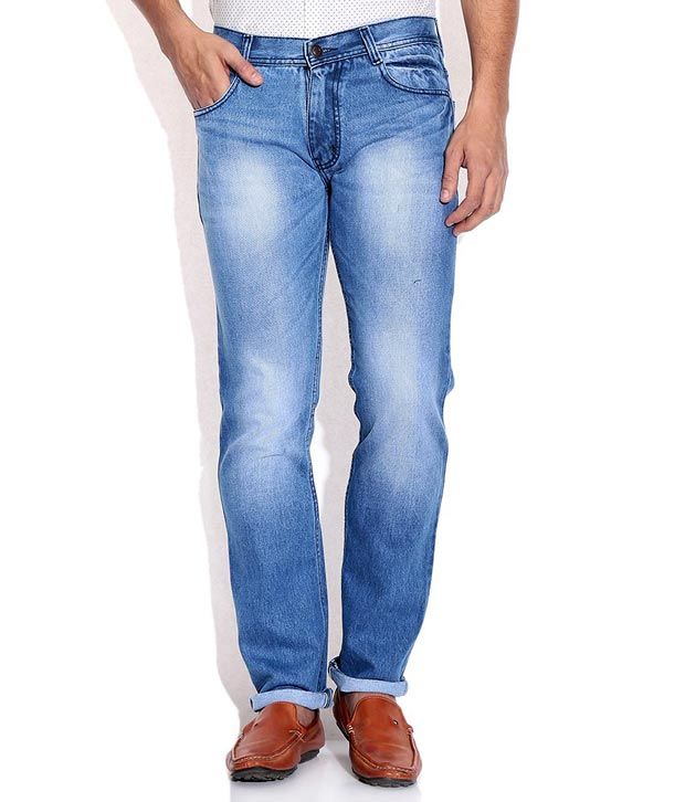 Foursquare Blue Cotton Blend Slim Fit Denim Jeans - Buy Foursquare Blue ...