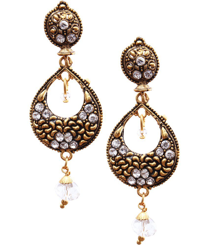 Glitters Gold And White Fancy Earrings For Girls: Buy Glitters Gold And ...