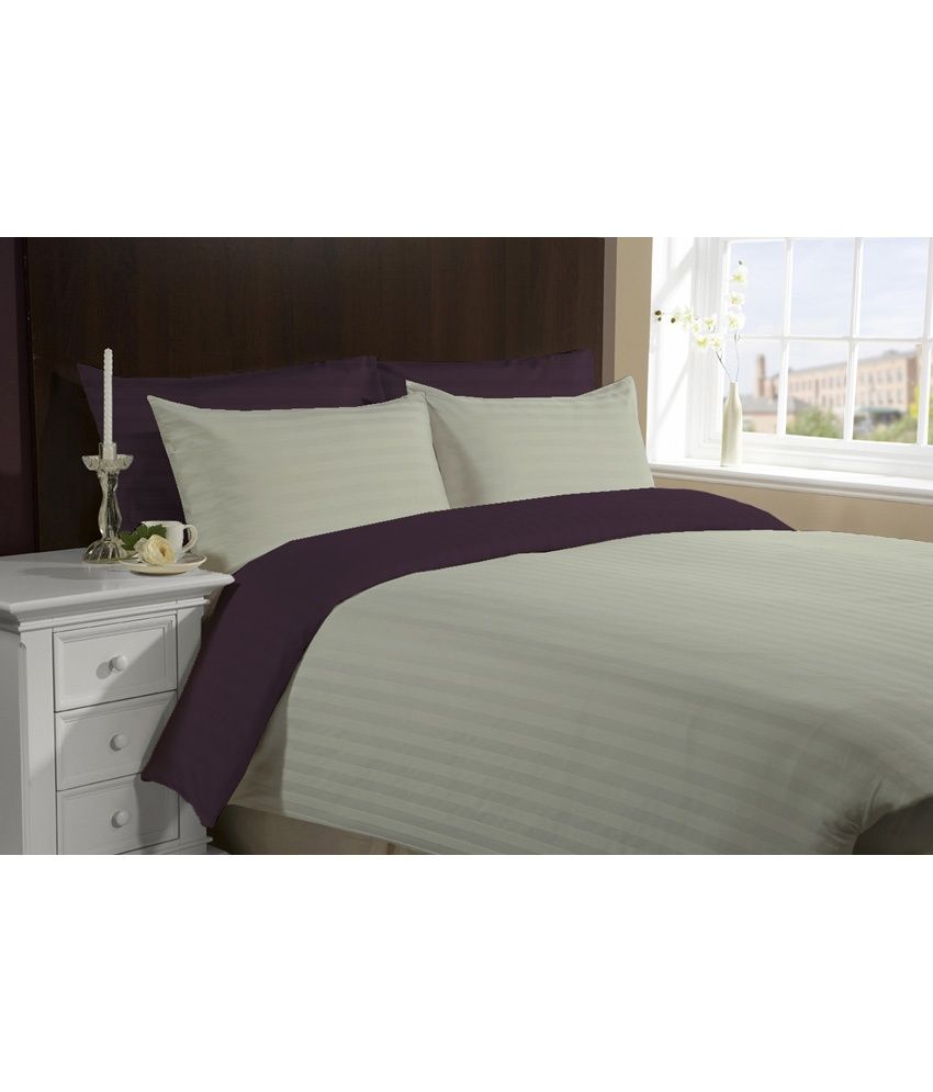 Soft Bedware Egyptian Cotton Striped Reversible Duvet Set 400 Tc With 2
