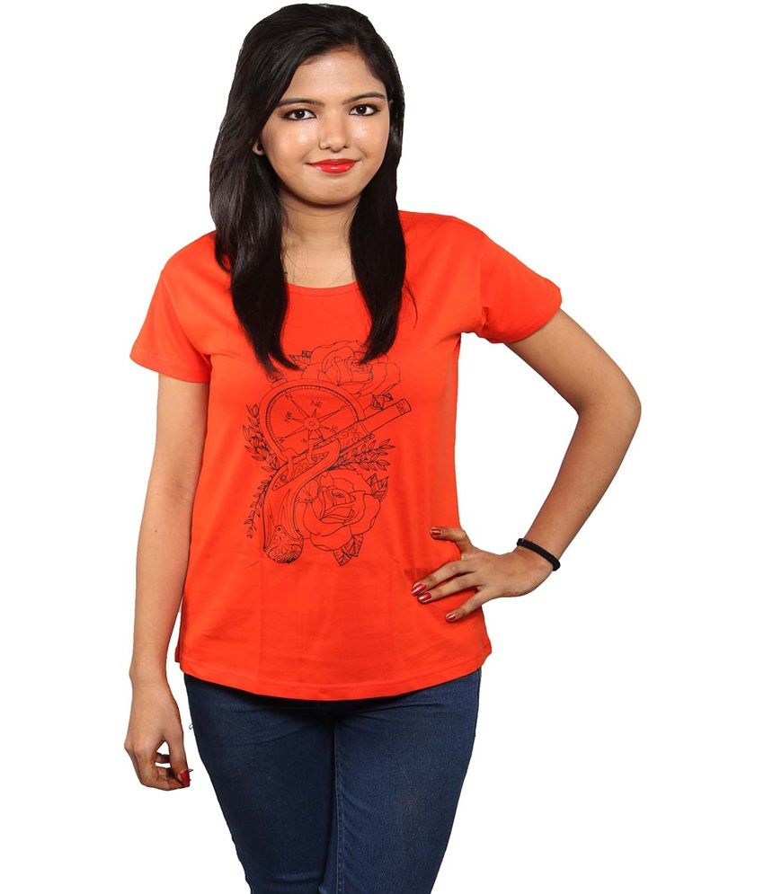 Buy Aloha Orange Cotton Lycra Tees Online At Best Prices In India Snapdeal 1892