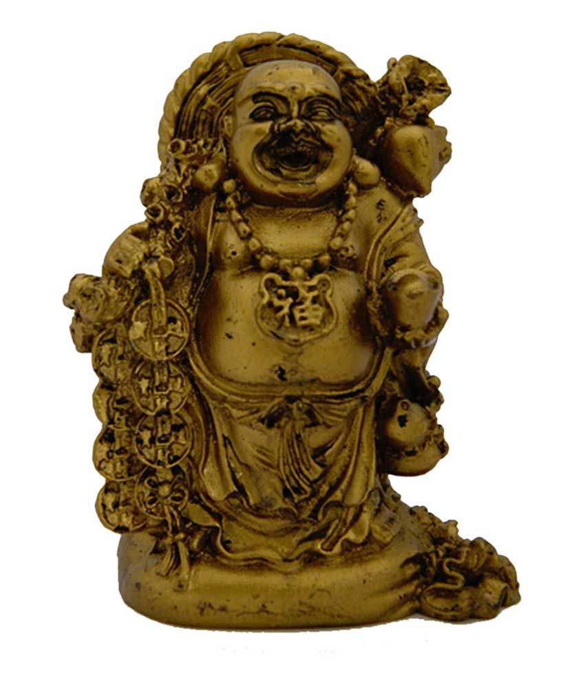 Divya Mantra Feng Shui Laughing Buddha Antique Golden Finish: Buy Divya ...