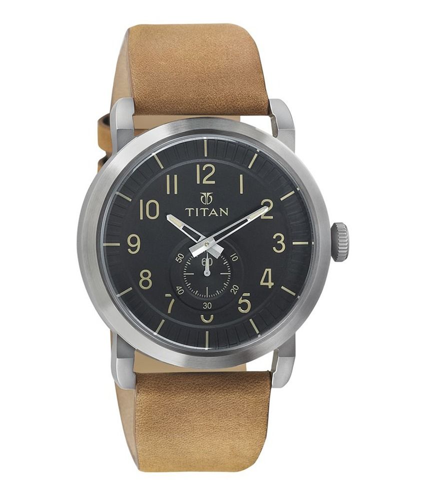 Titan Black And Tan Leather Casual Watch 90025sl01j Titan Black And Tan Leather Casual Watch 90025sl01j