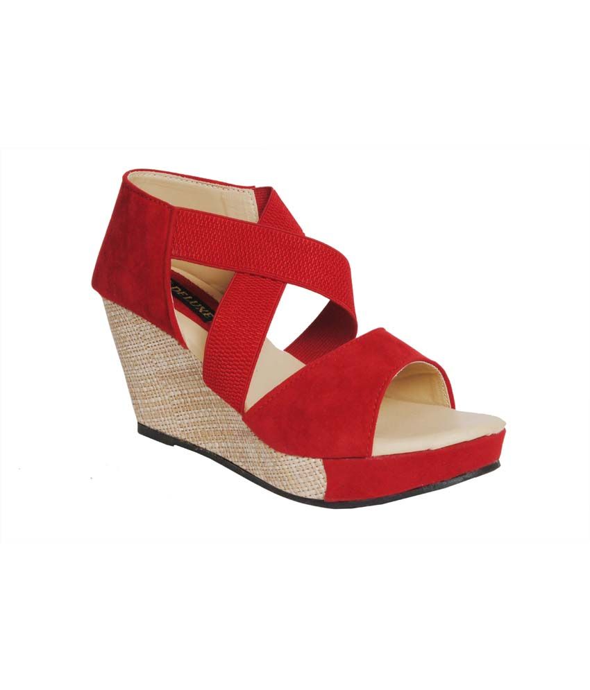 ladies red heeled sandals