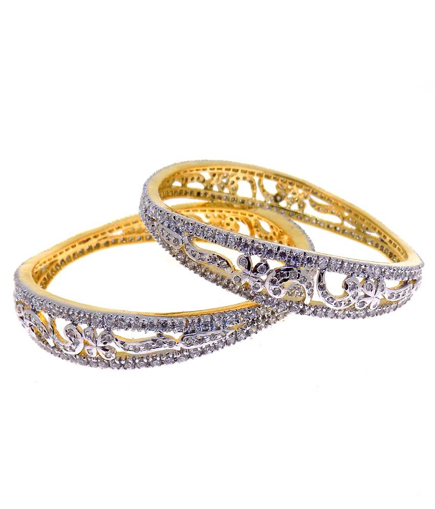 Aabhushan Jewels Gold Plated American Diamond Bangles For Women: Buy ...