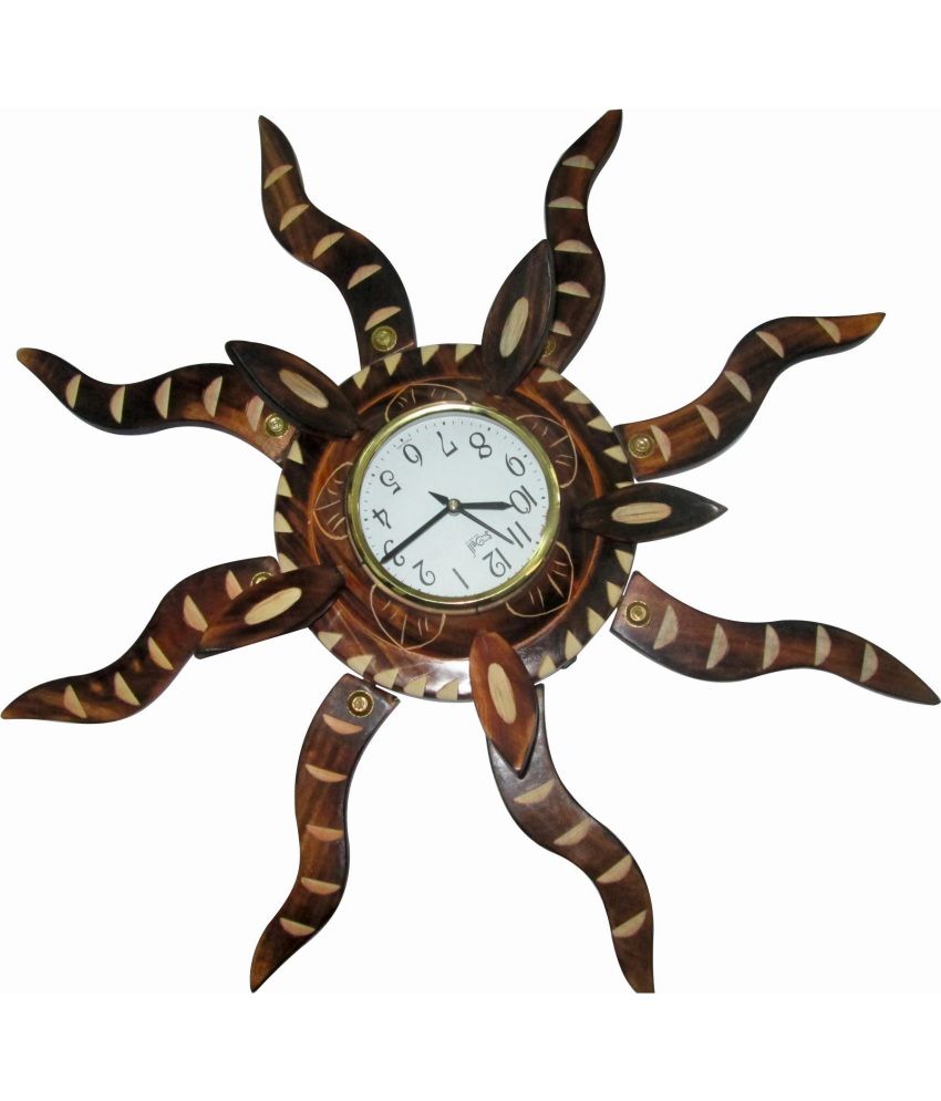 BKDT Marketing Wooden Handicraft Sun Shape Wall Clock Medium Size Buy