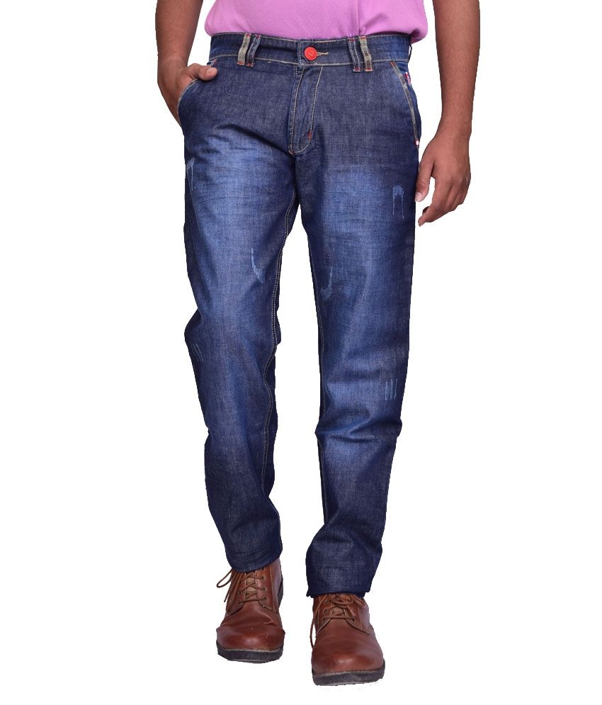     			British Terminal Blue Cotton Skinny Jeans for Men