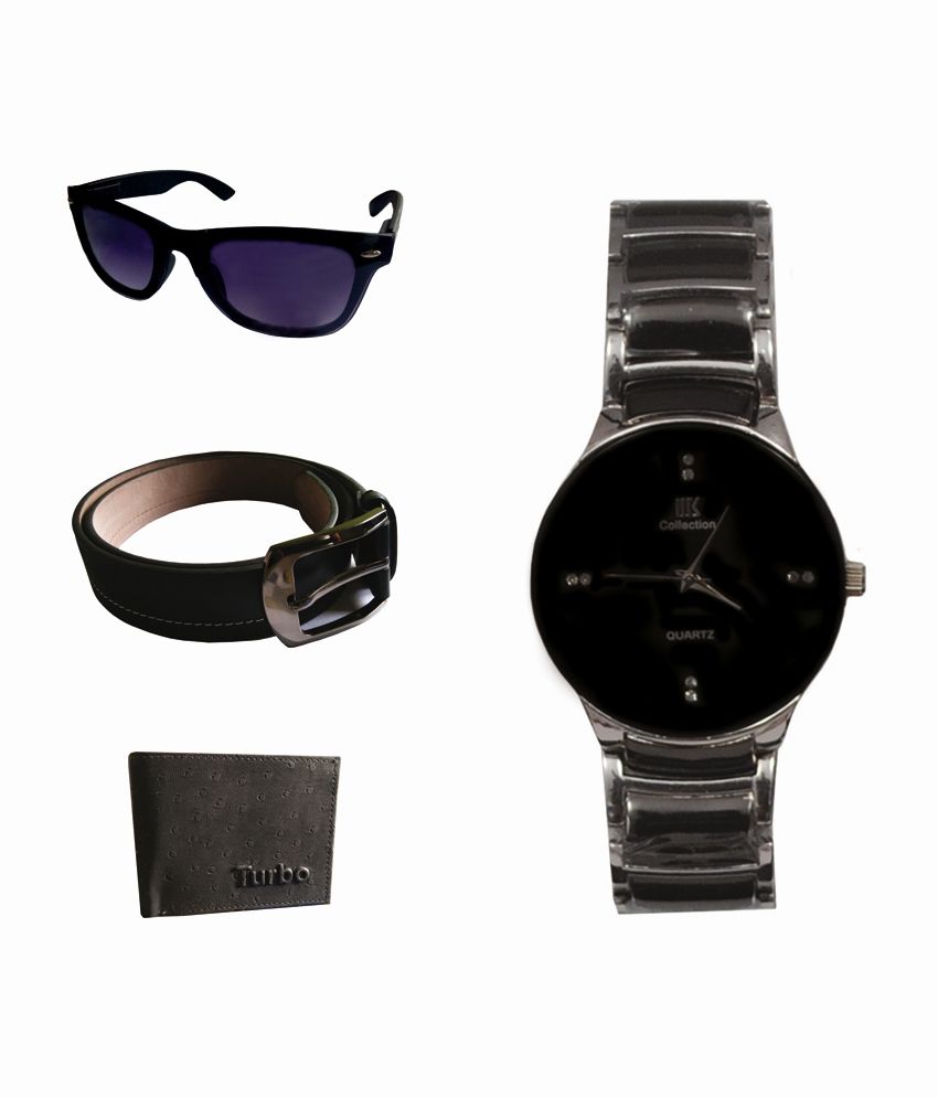 Iik Gift Set Of Watch, Sunglasses, Leather Belt & Wallet Buy Online at