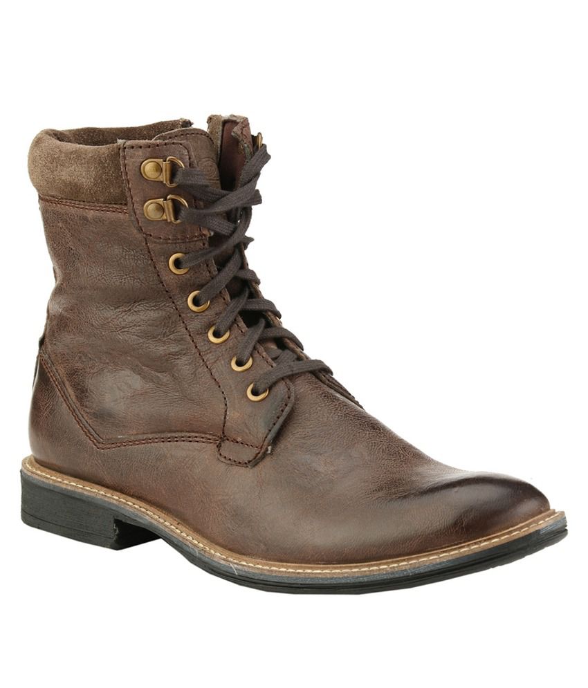 Delize Brown Leather Boots - Buy Delize Brown Leather Boots Online at ...