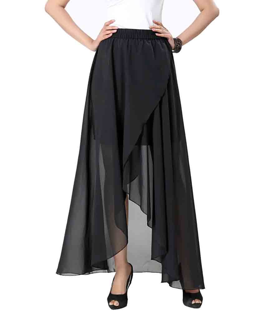 Long black georgette skirt Clearance
