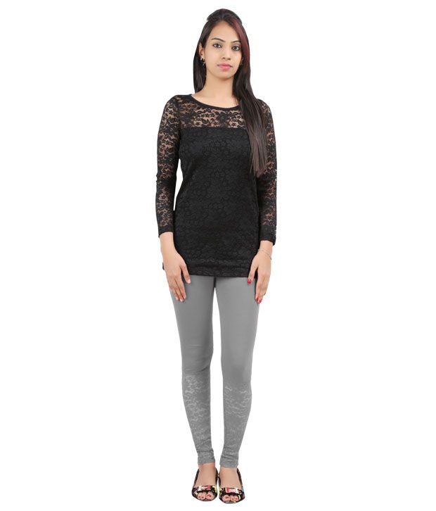 Download Hbhwear Womens Lace Leggings Grey Melange Price in India ...