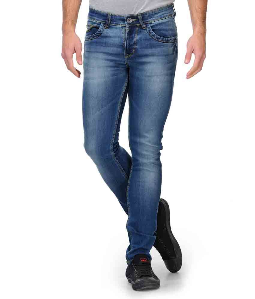 Fever Blue Cotton Faded Jeans For Men - Buy Fever Blue Cotton Faded ...