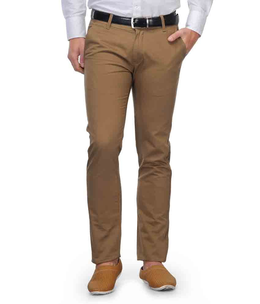 Fever Khaki Cotton Casual Trouses For Men - Buy Fever Khaki Cotton ...