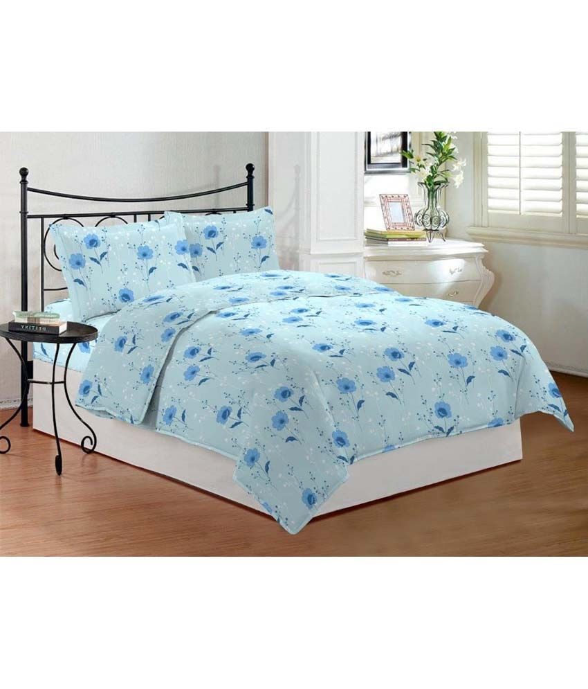 Bombay Dyeing Blue Floral Cotton Double Bedsheet With 2 Pillow Covers Buy Bombay Dyeing Blue 6683