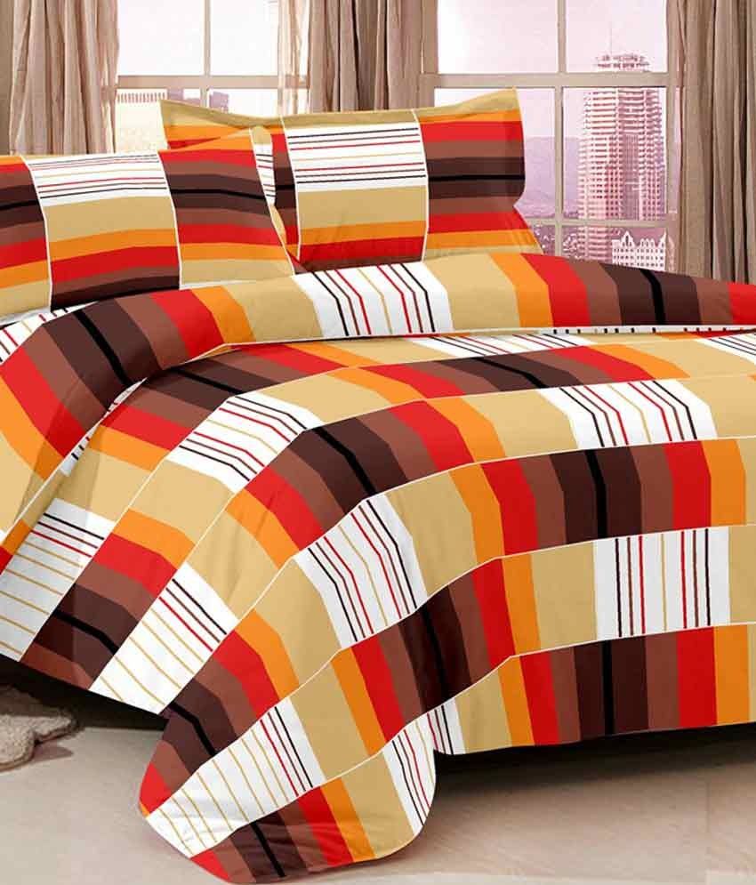 Bedline Home Multi Colour Printed Cotton Double Bedsheet With 2 Pillow Cover Buy Bedline Home 