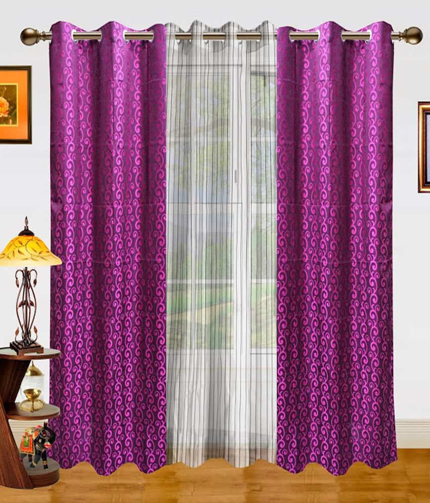 Dekor World Set of 3 Long Door Sheer Curtains Curtains - Buy Dekor ...