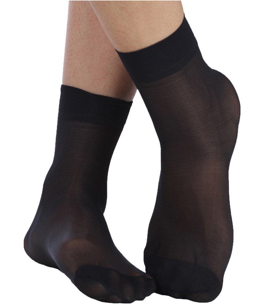Golden Girl Black Sheer Ankle Stockings - Pack Of 3: Buy Online at Low ...