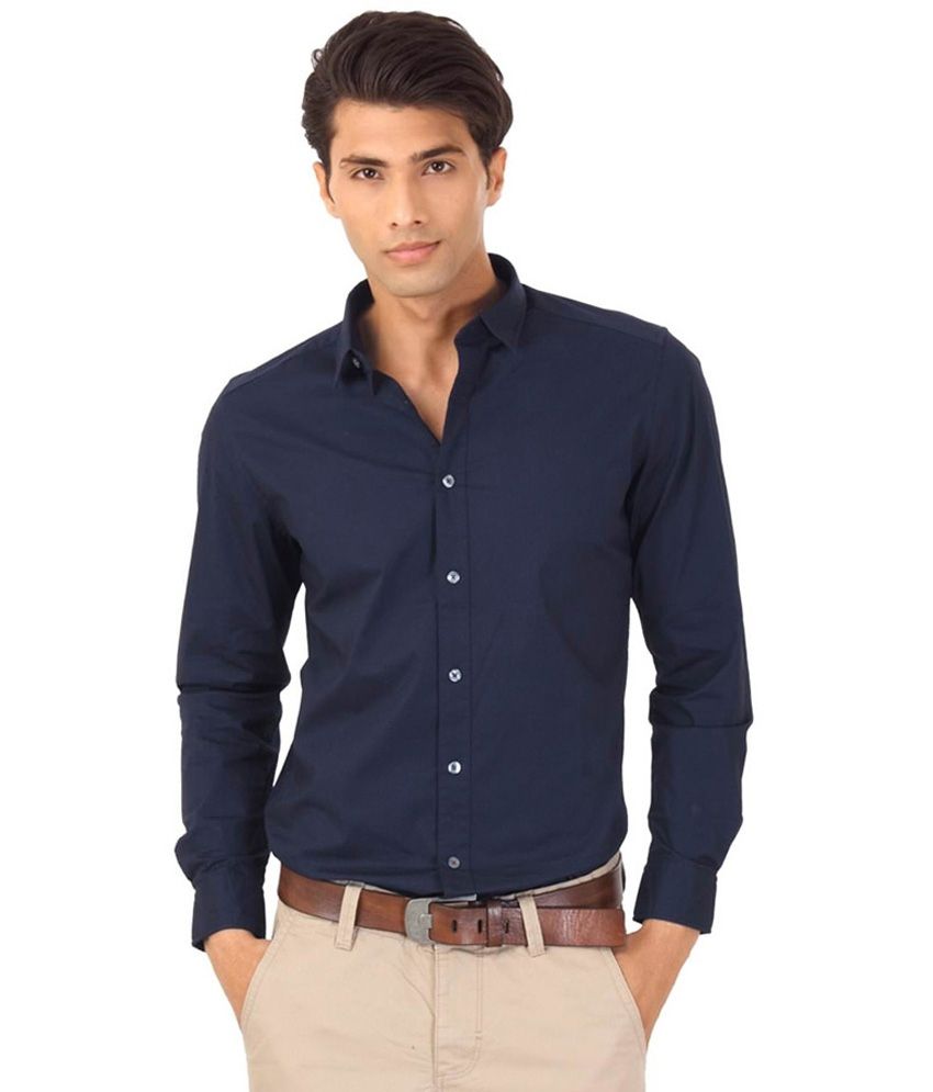 Roshan Apparels Blue 100 Percent Cotton Regular Fit Full Sleeves Formal ...