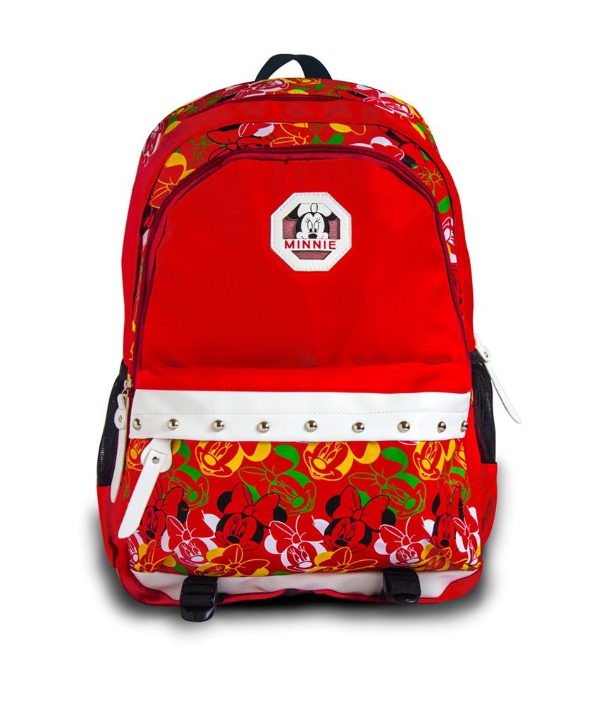 Disney Genius Red Minnie Kids School Bag For Girls ,With a Free Lunch
