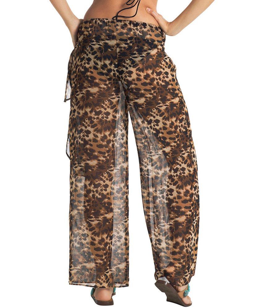 Buy PrettySecrets Black Leopard Palazzo Beach Pant Online at Best ...